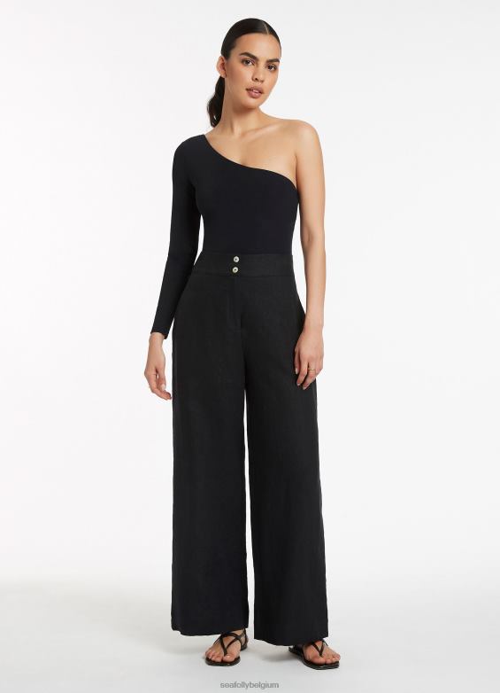 Seafolly femmes jetset une épaule à manches longues une pièce maillots de bain noir P8B62131