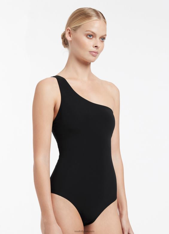 Seafolly femmes jetset une épaule une pièce maillots de bain noir P8B62132