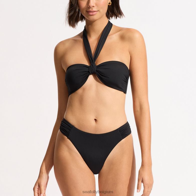 Seafolly femmes Collective - Haut de bikini bandeau noué sur le devant à ceinture maillots de bain noir P8B62244