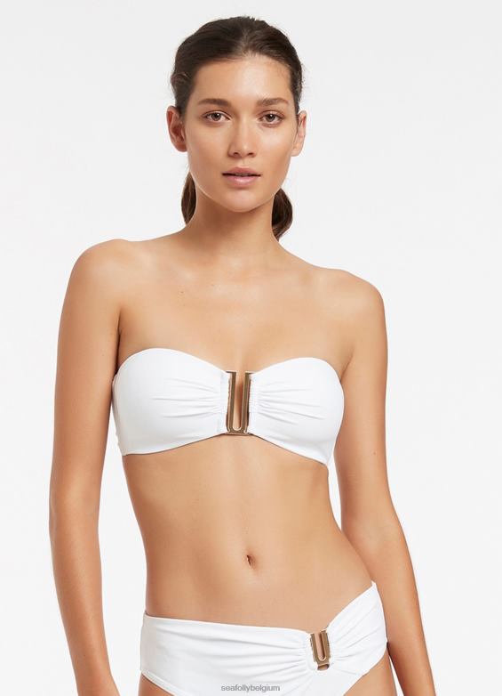 Seafolly femmes haut de bikini bandeau jetset maillots de bain blanc P8B62265