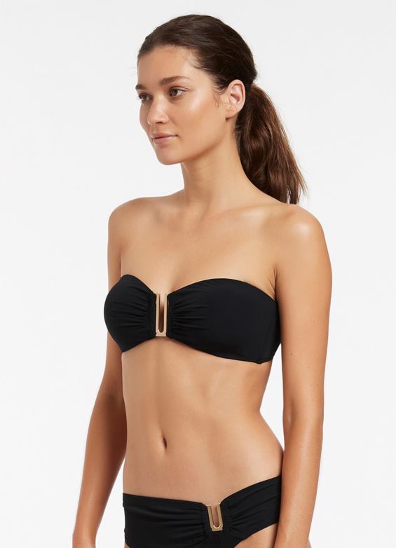 Seafolly femmes haut de bikini bandeau jetset maillots de bain noir P8B62271