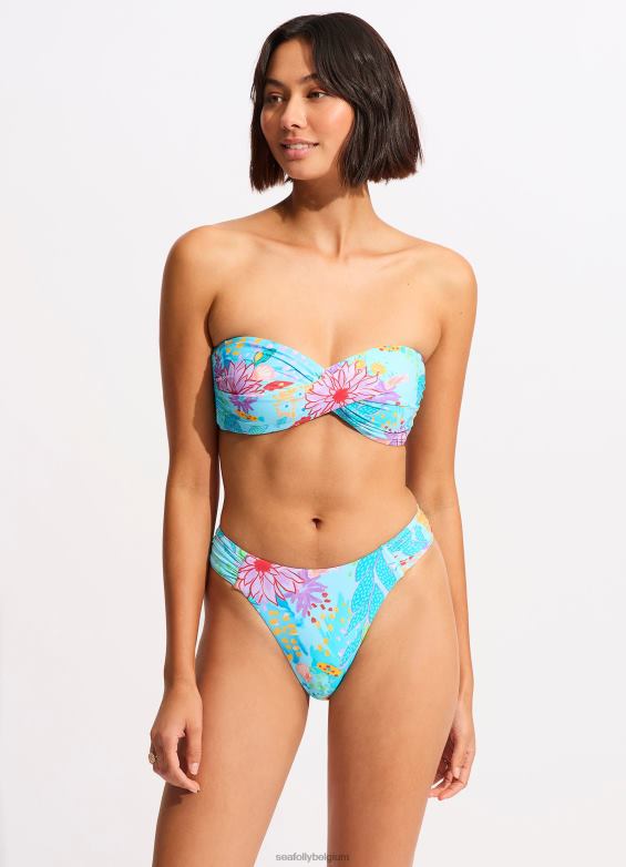 Seafolly femmes haut de bikini bandeau torsadé sous la mer maillots de bain brume bleue P8B62525