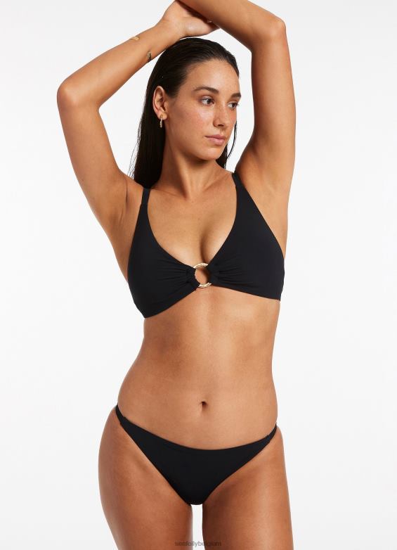 Seafolly femmes haut de bikini triangle c-d à bordure jetset maillots de bain noir P8B62361