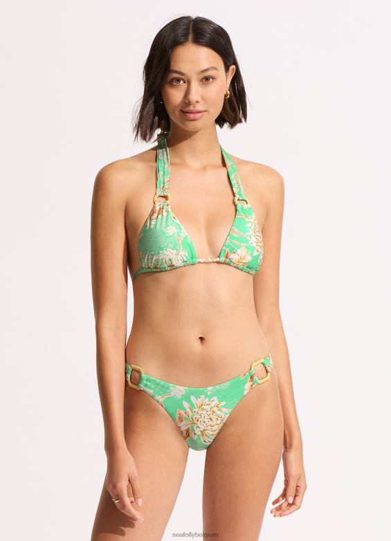 Seafolly femmes haut de bikini triangle à coulisse eden maillots de bain menthe P8B62186