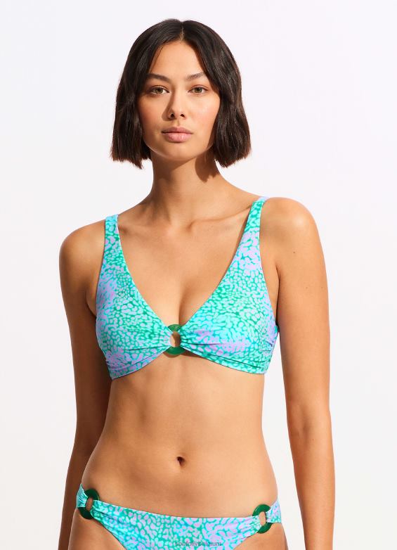 Seafolly femmes haut de bikini triangle long en peau de mer maillots de bain vert vif P8B62536