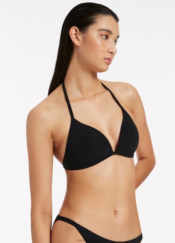 Seafolly femmes haut de bikini triangle moulé jetset maillots de bain noir P8B62346