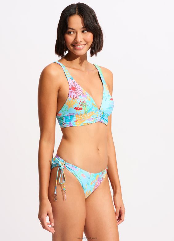 Seafolly femmes haut de bikini triangle sous la mer maillots de bain brume bleue P8B62304