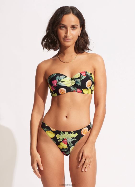 Seafolly femmes Lemoncello coupe haute rio maillots de bain noir P8B62584