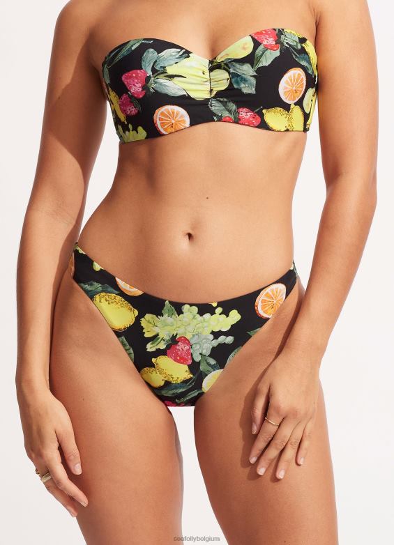 Seafolly femmes Lemoncello coupe haute rio maillots de bain noir P8B62584