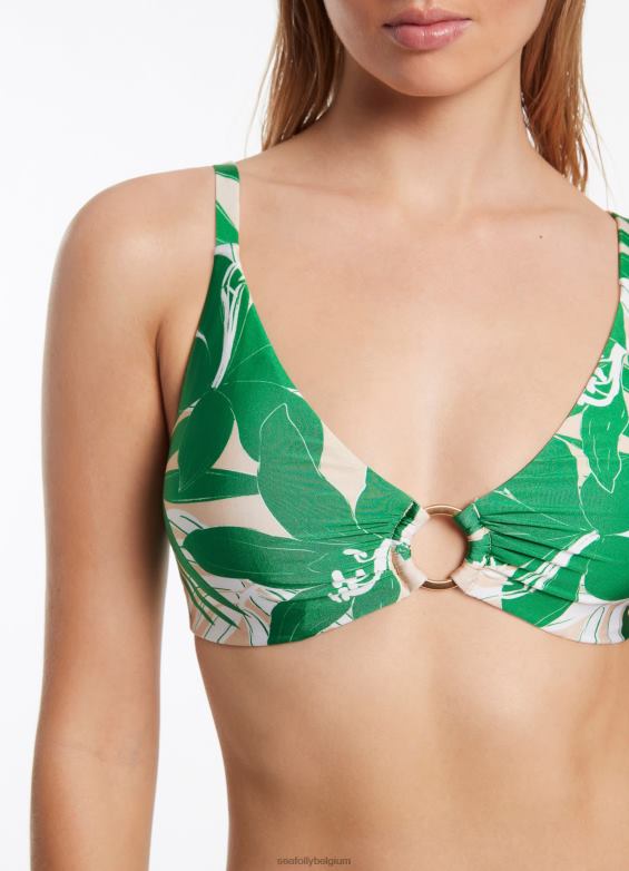 Seafolly femmes floreale c-d tri top maillots de bain vert P8B62436