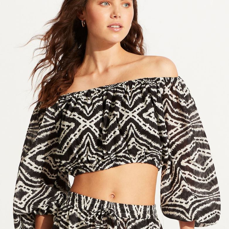 Seafolly femmes haut court zanzibar maillots de bain noir P8B62744
