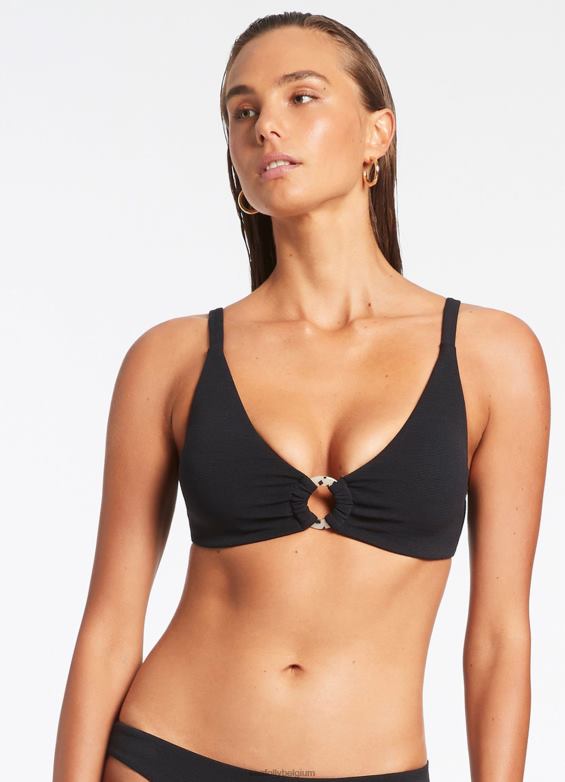 Seafolly femmes haut isla rib c-d tri maillots de bain noir P8B62276