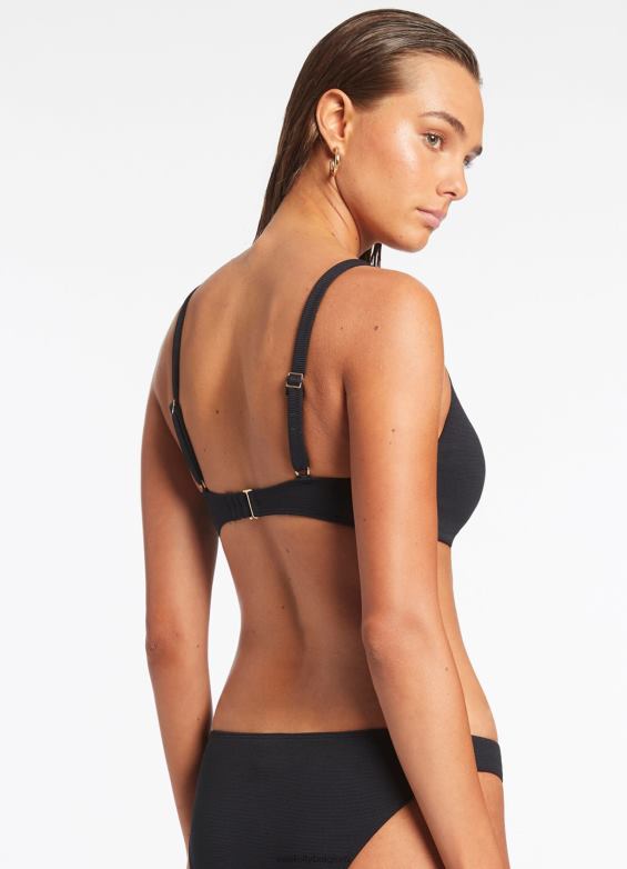 Seafolly femmes haut isla rib c-d tri maillots de bain noir P8B62276
