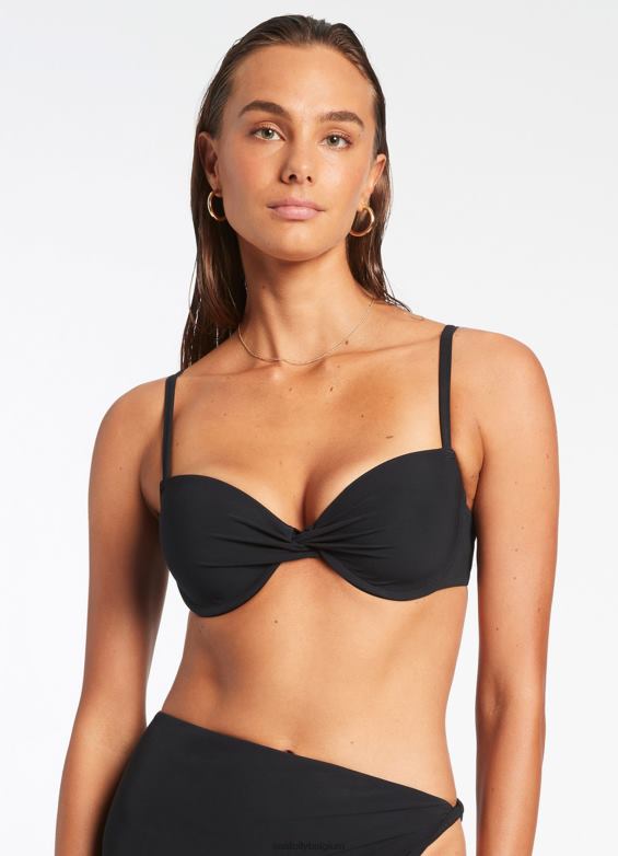 Seafolly femmes haut moulé torsadé Jetset sur le devant maillots de bain noir P8B62280