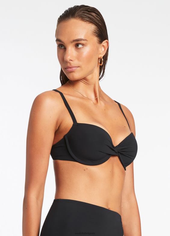 Seafolly femmes haut moulé torsadé Jetset sur le devant maillots de bain noir P8B62280