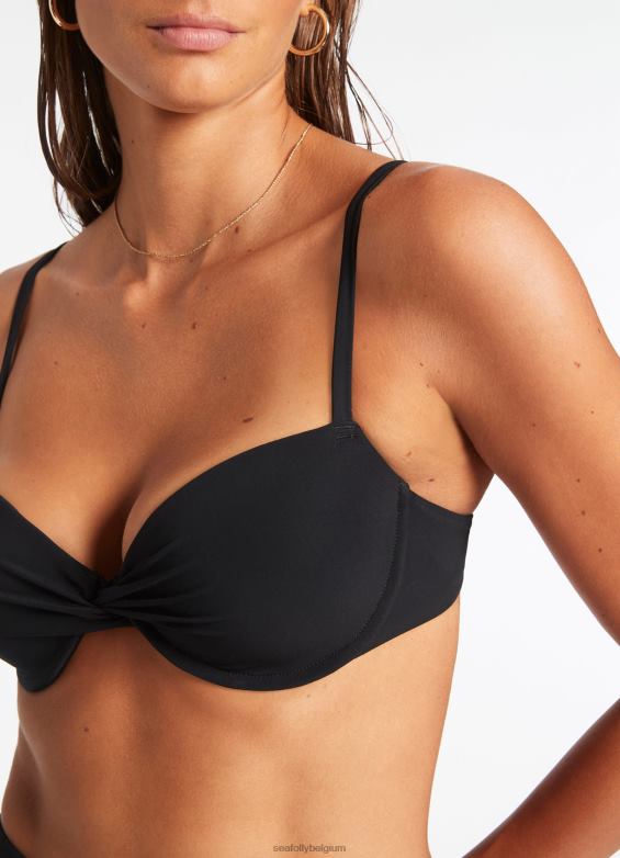 Seafolly femmes haut moulé torsadé Jetset sur le devant maillots de bain noir P8B62280