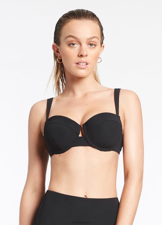 Seafolly femmes jetset c-d haut à armatures maillots de bain noir P8B62406
