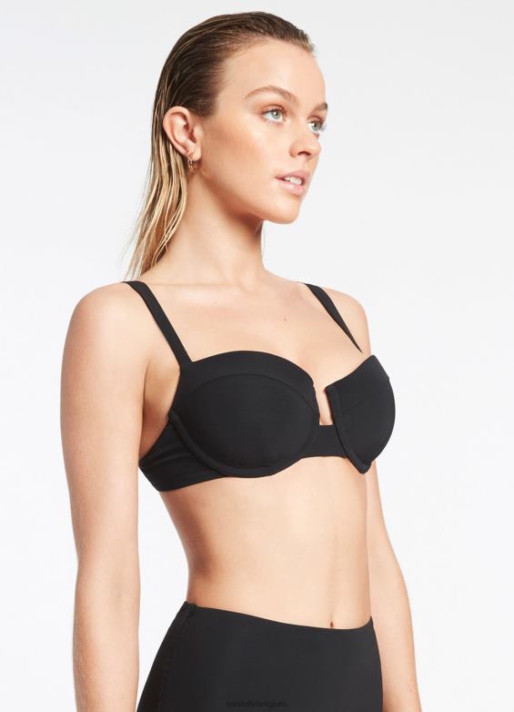 Seafolly femmes jetset c-d haut à armatures maillots de bain noir P8B62406