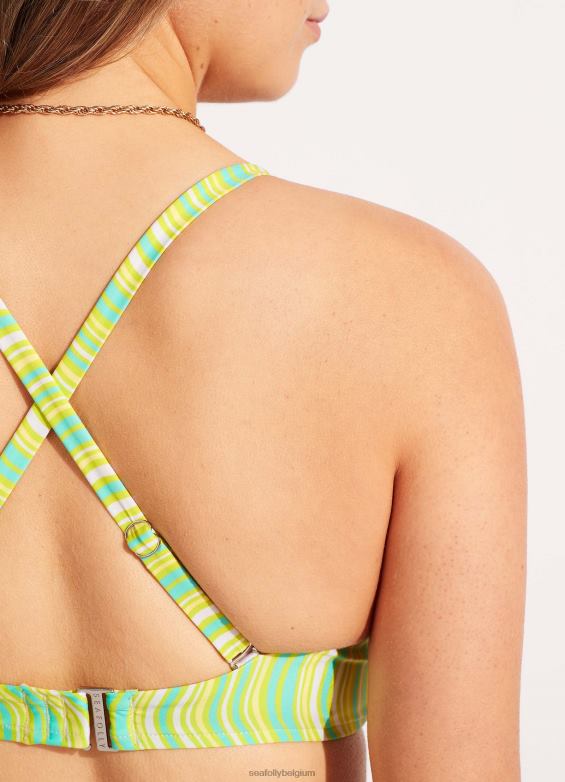 Seafolly femmes mod squad dd licou à encolure dégagée maillots de bain éclat de chaux P8B62489