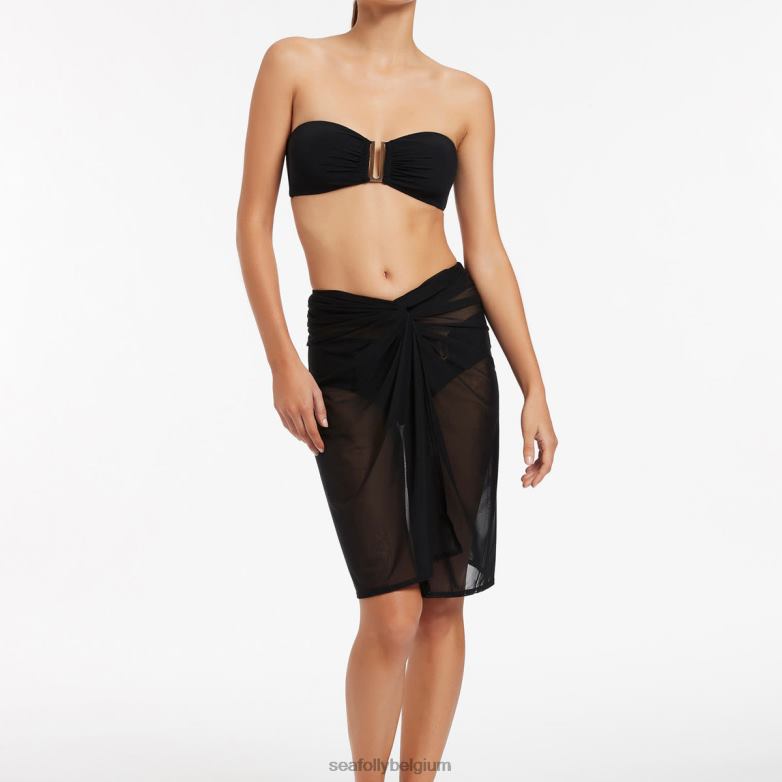 Seafolly femmes paréo en maille jetset maillots de bain noir P8B62731
