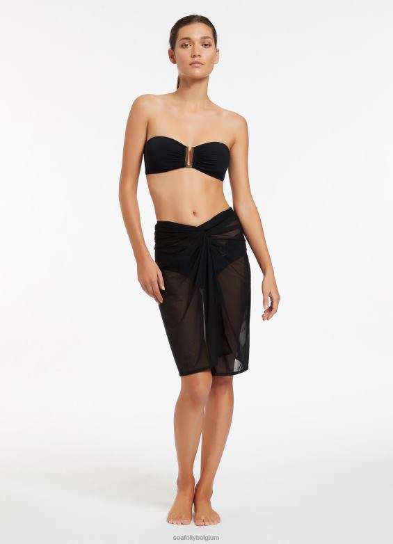 Seafolly femmes paréo en maille jetset maillots de bain noir P8B62731