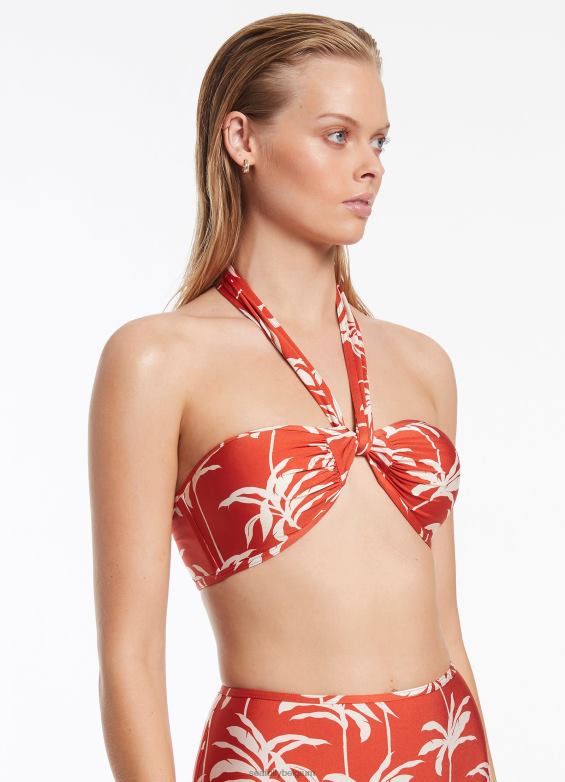 Seafolly femmes top palme à nouer maillots de bain cerise P8B62484