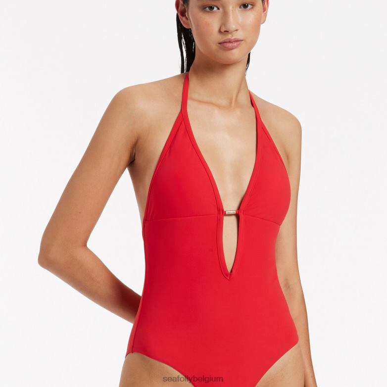 Seafolly femmes jetset plonge une pièce maillots de bain cerise P8B6284