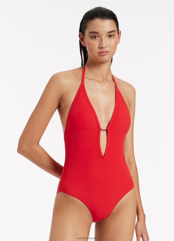 Seafolly femmes jetset plonge une pièce maillots de bain cerise P8B6284