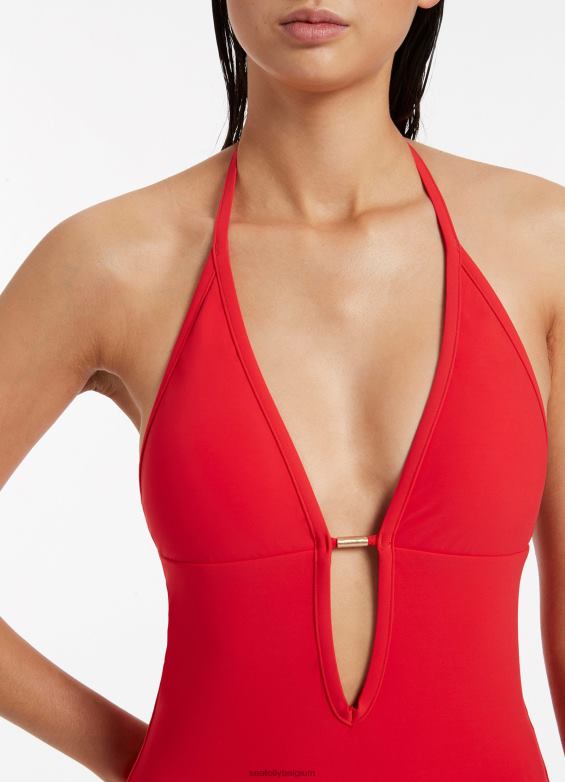 Seafolly femmes jetset plonge une pièce maillots de bain cerise P8B6284