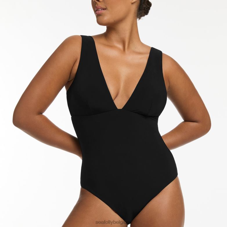 Seafolly femmes jetset plonge une pièce maillots de bain noir P8B6225
