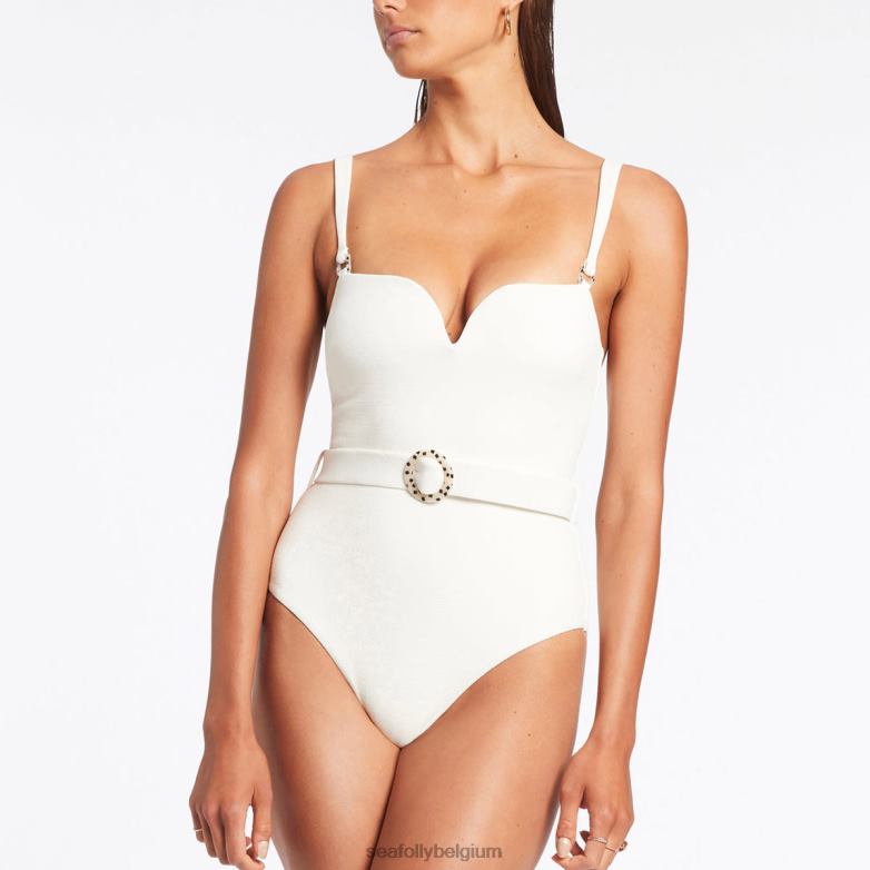 Seafolly femmes débardeur chérie isla rib une pièce maillots de bain crème P8B62119