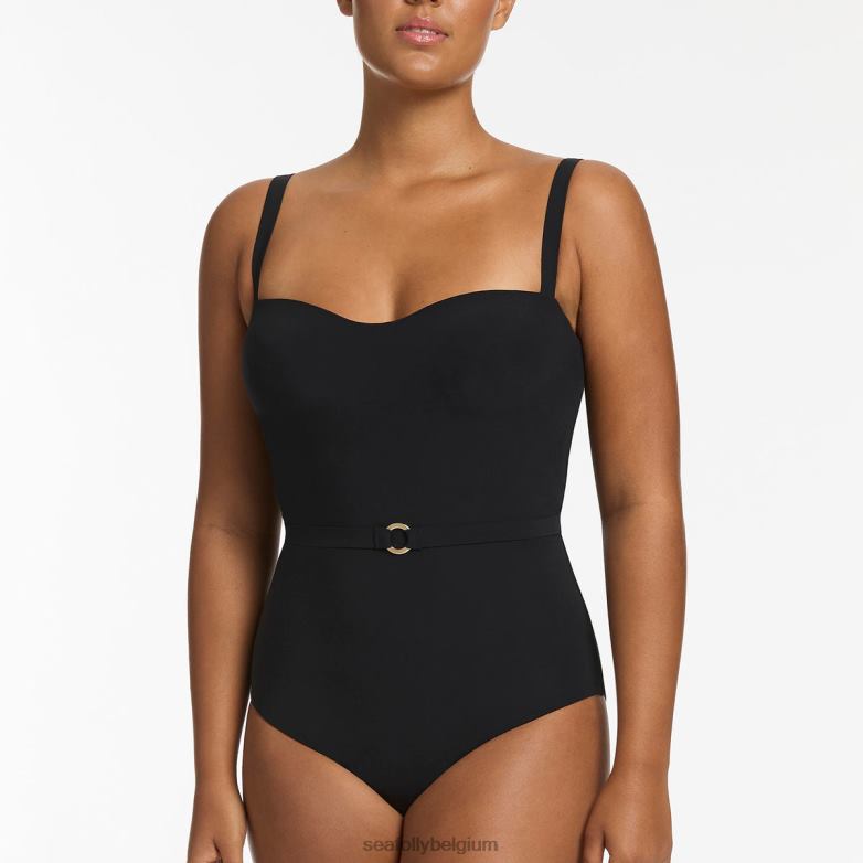 Seafolly femmes réservoir à débordement jetset une pièce maillots de bain noir P8B6235
