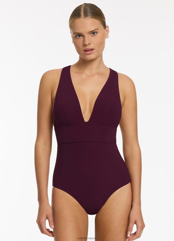 Seafolly femmes jetset plongeant cravate dos une pièce maillots de bain port P8B6298