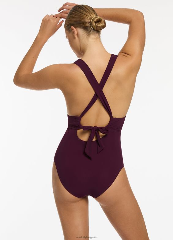 Seafolly femmes jetset plongeant cravate dos une pièce maillots de bain port P8B6298