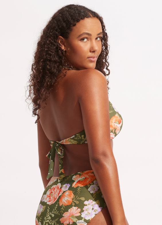 Seafolly femmes soutien-gorge dos nu à languette Paradise Garden maillots de bain avocat P8B62609
