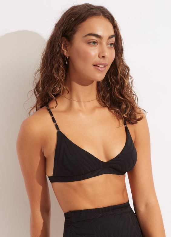 Seafolly femmes soutien-gorge trifixe deuxième vague maillots de bain noir P8B62612