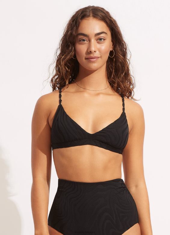 Seafolly femmes soutien-gorge trifixe deuxième vague maillots de bain noir P8B62612