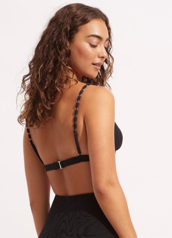 Seafolly femmes soutien-gorge trifixe deuxième vague maillots de bain noir P8B62612