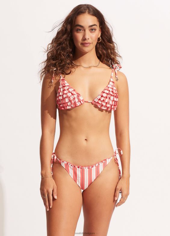 Seafolly femmes toboggan cabana à volants tri maillots de bain corail ensoleillé P8B62479