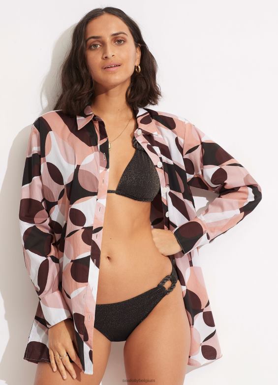 Seafolly femmes chemise au bord de la piscine vêtements sépia P8B62746