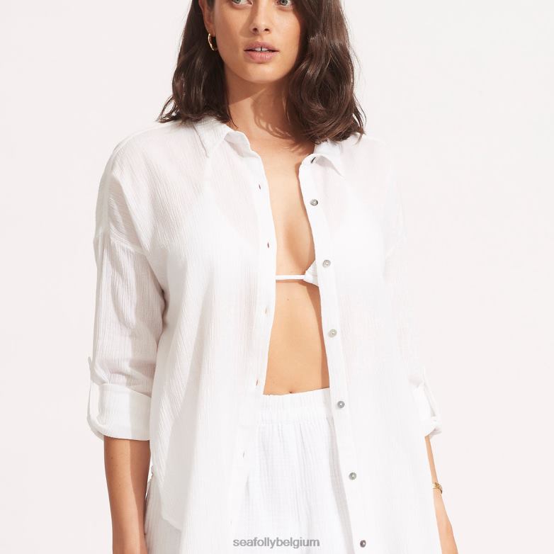 Seafolly femmes chemise de plage classique vêtements blanc P8B62732