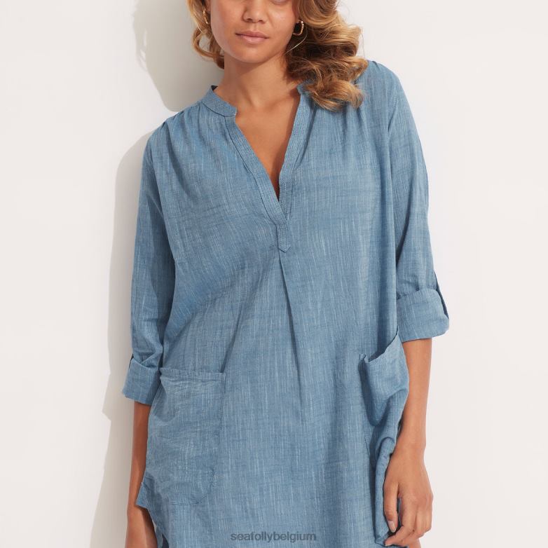 Seafolly femmes chemise de plage pour petit ami vêtements chambray P8B62759