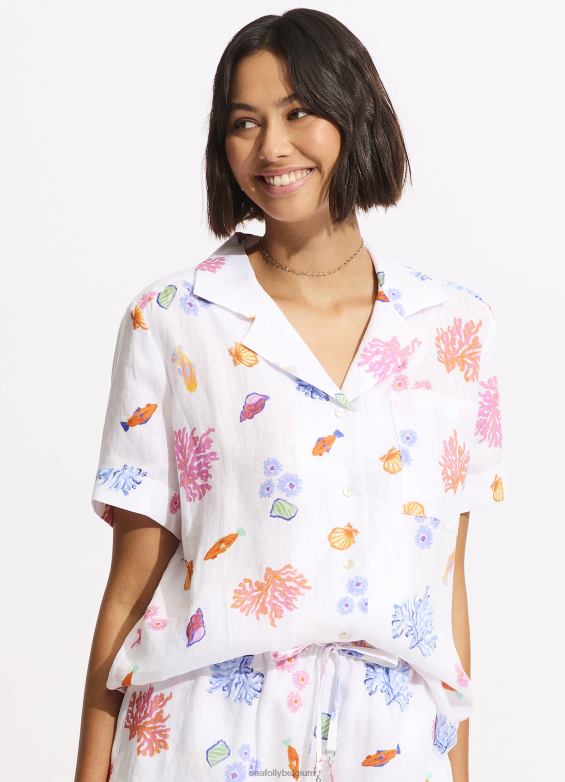 Seafolly femmes chemise de plage sous la mer vêtements blanc P8B62734