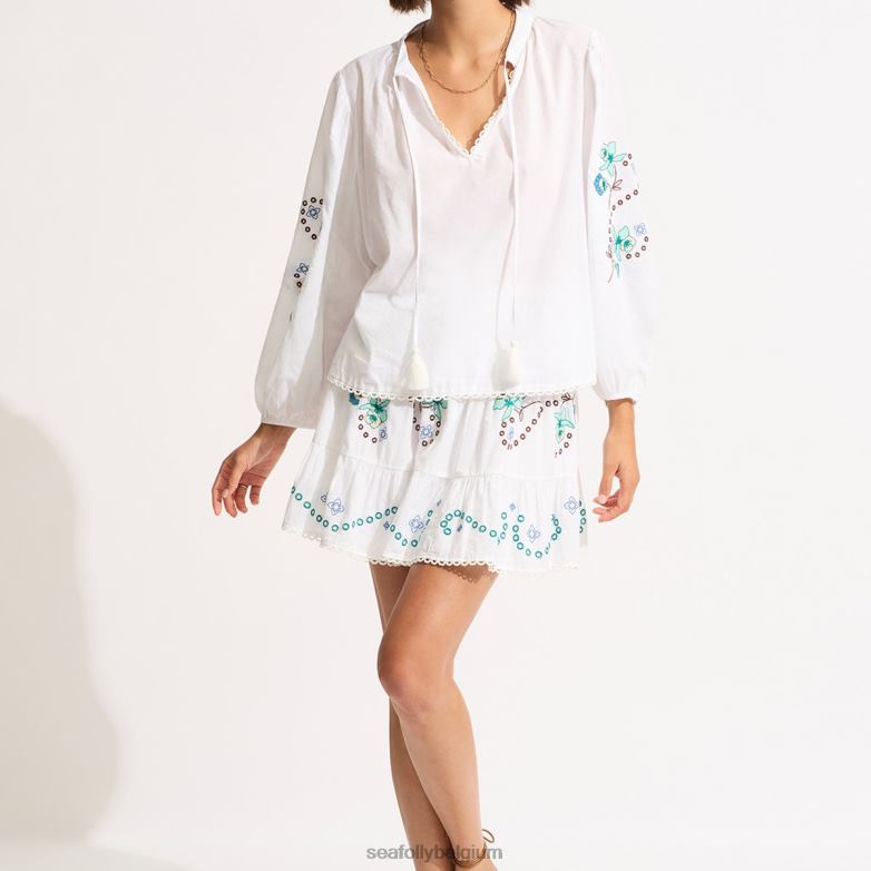 Seafolly femmes haut brodé eden vêtements blanc P8B62737