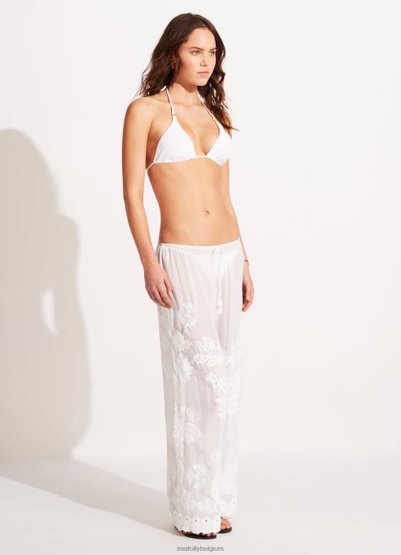 Seafolly femmes pantalon brodé vêtements blanc P8B62752
