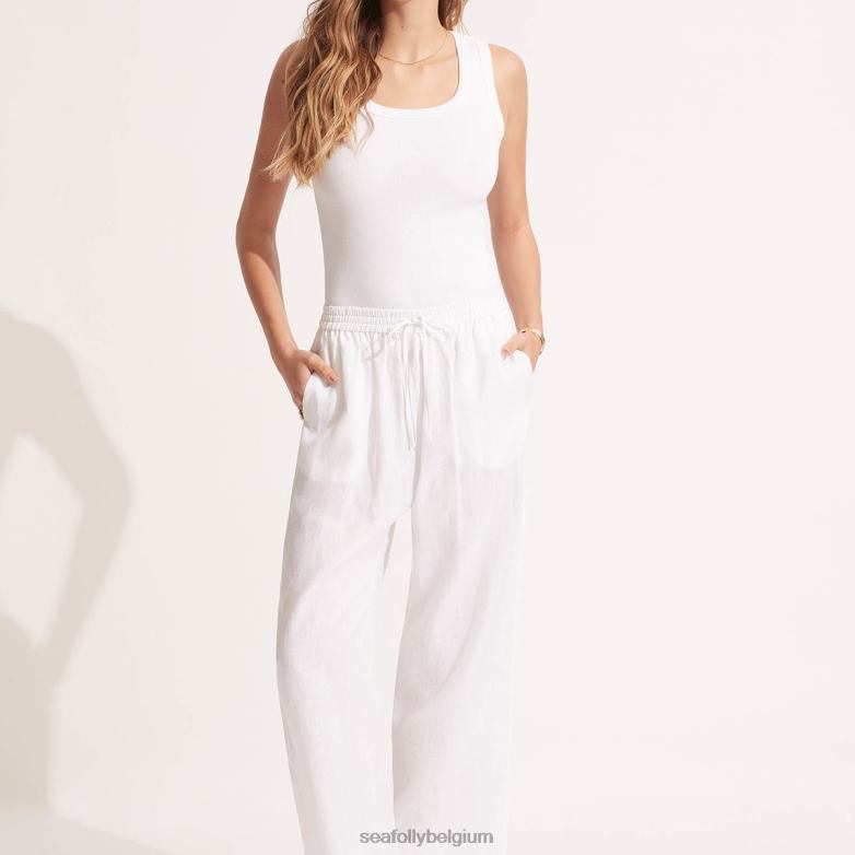 Seafolly femmes pantalon en lin vêtements blanc P8B62753