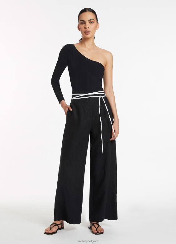 Seafolly femmes pantalon large jetset vêtements noir P8B62758