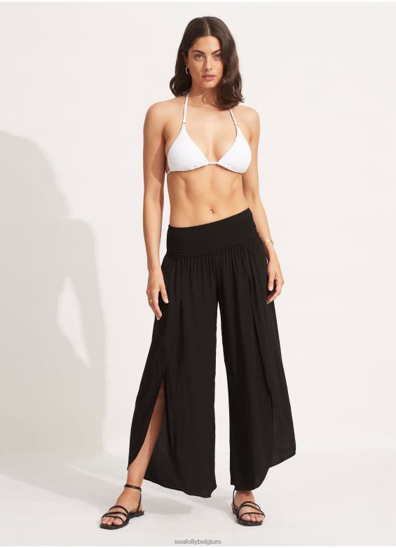 Seafolly femmes pantalon portefeuille à taille froncée vêtements noir P8B62748