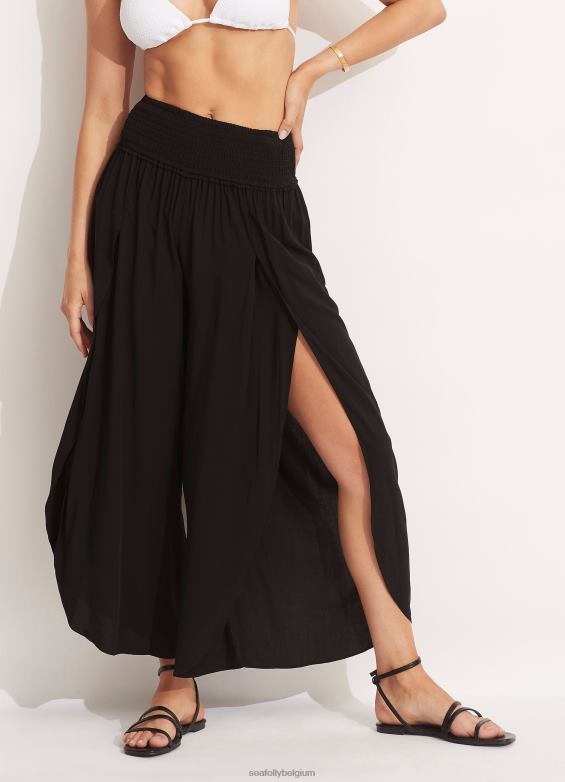 Seafolly femmes pantalon portefeuille à taille froncée vêtements noir P8B62748