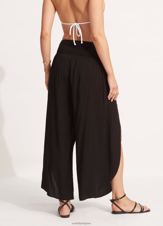Seafolly femmes pantalon portefeuille à taille froncée vêtements noir P8B62748